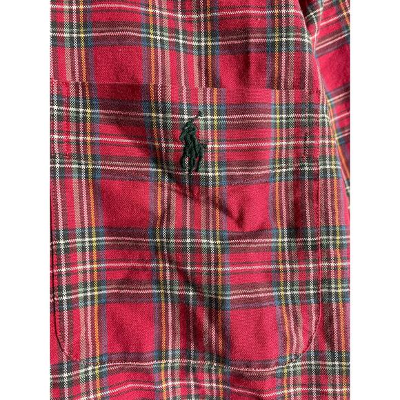Ralph Lauren Slim Fit Men’s Medium Red Green Plaid Button Down Shirt Long Sleeve - Picture 3 of 9